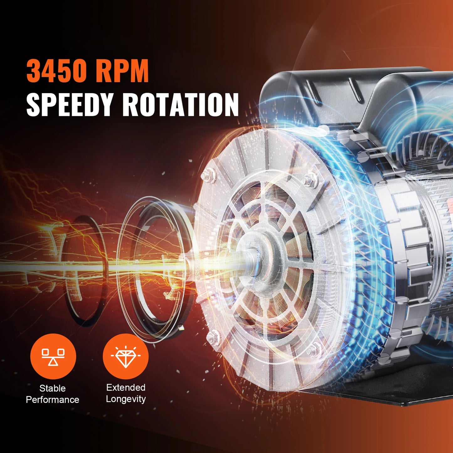 2/3/3.7HP Air Compressor Motor 230V Single Phase Electric Motor 3450RPM