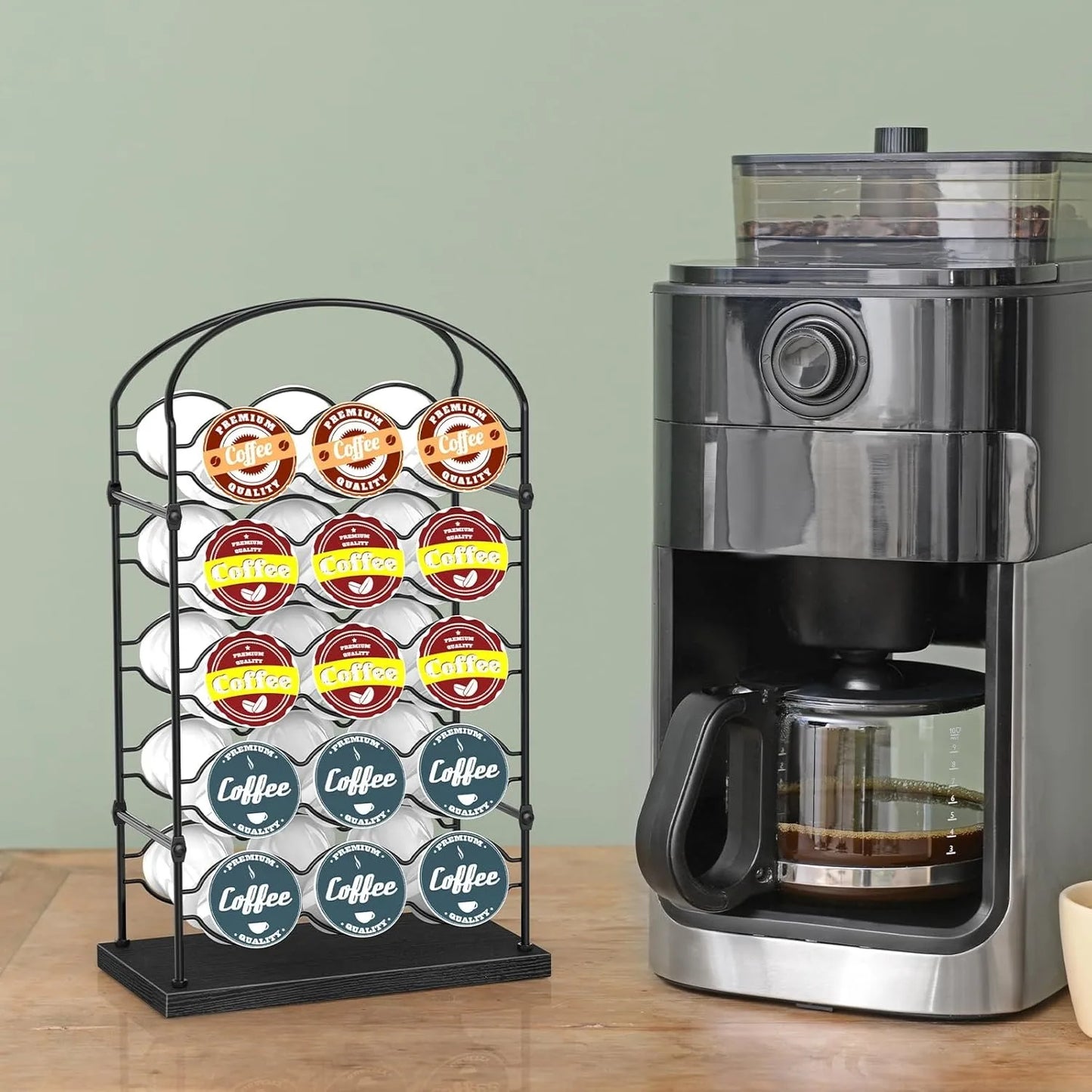 30-Capacity Black Coffee Pod Organizer for Keurig K-Cups,