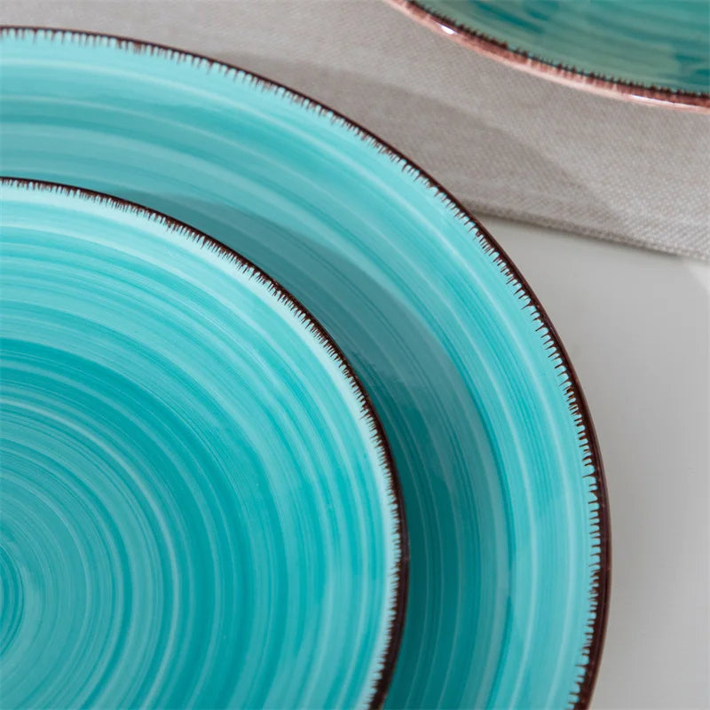 16Pcs Porcelain Dinnerware Set Vintage Ceramic Plate Set with Dinner Plate/Dessert Plate/Bowl/Mug Set