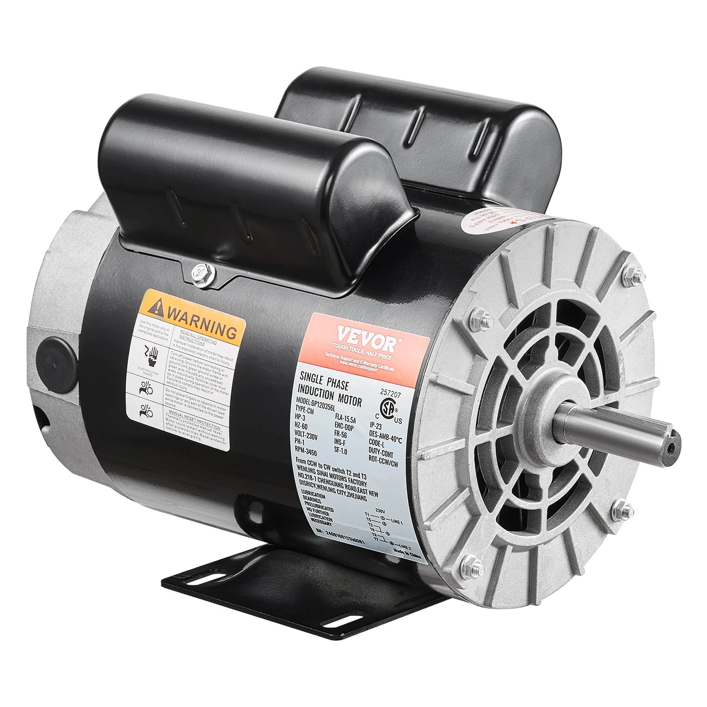 2/3/3.7HP Air Compressor Motor 230V Single Phase Electric Motor 3450RPM