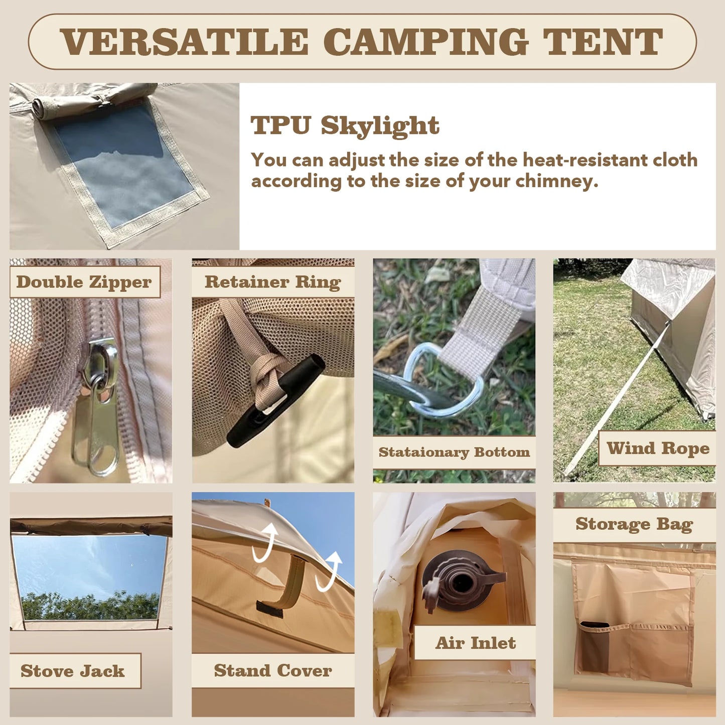 80.7 Square Feet Inflatable Tent with Air Conditioning Vent,4 Season Camping,Waterproof Oxford Fabric