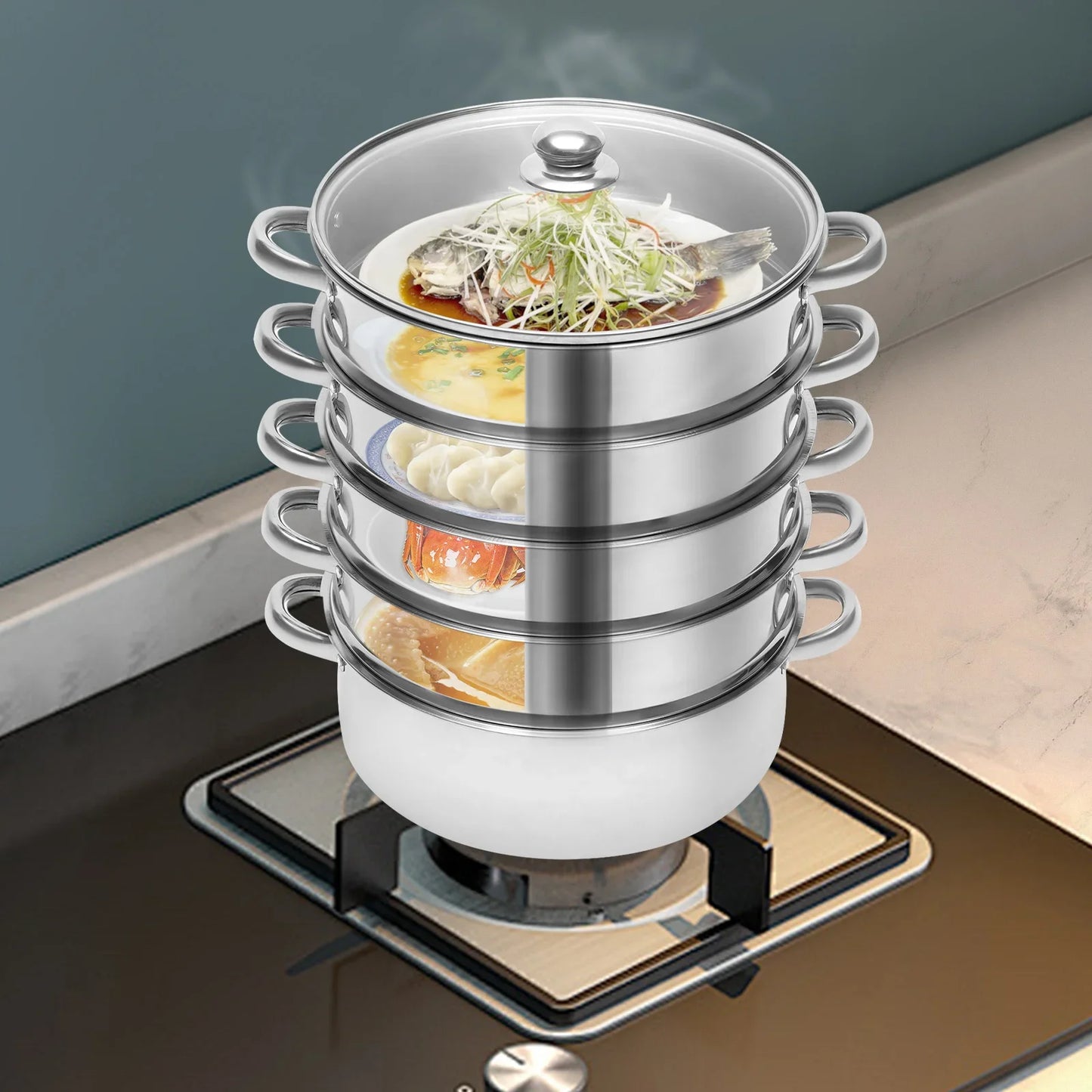 5-layer 26cm Stainless Steel Boilers Steamer Steam Cooker