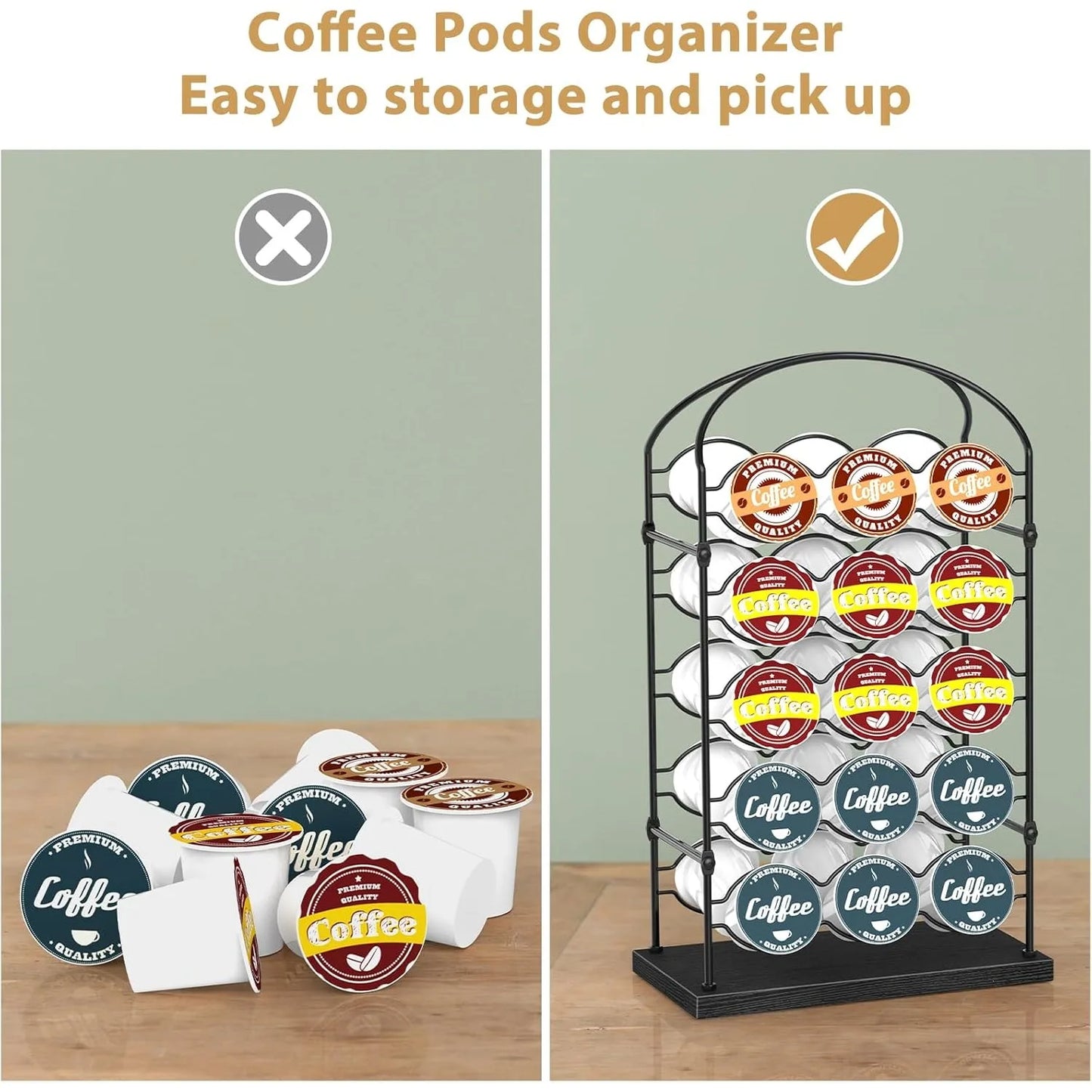 30-Capacity Black Coffee Pod Organizer for Keurig K-Cups,
