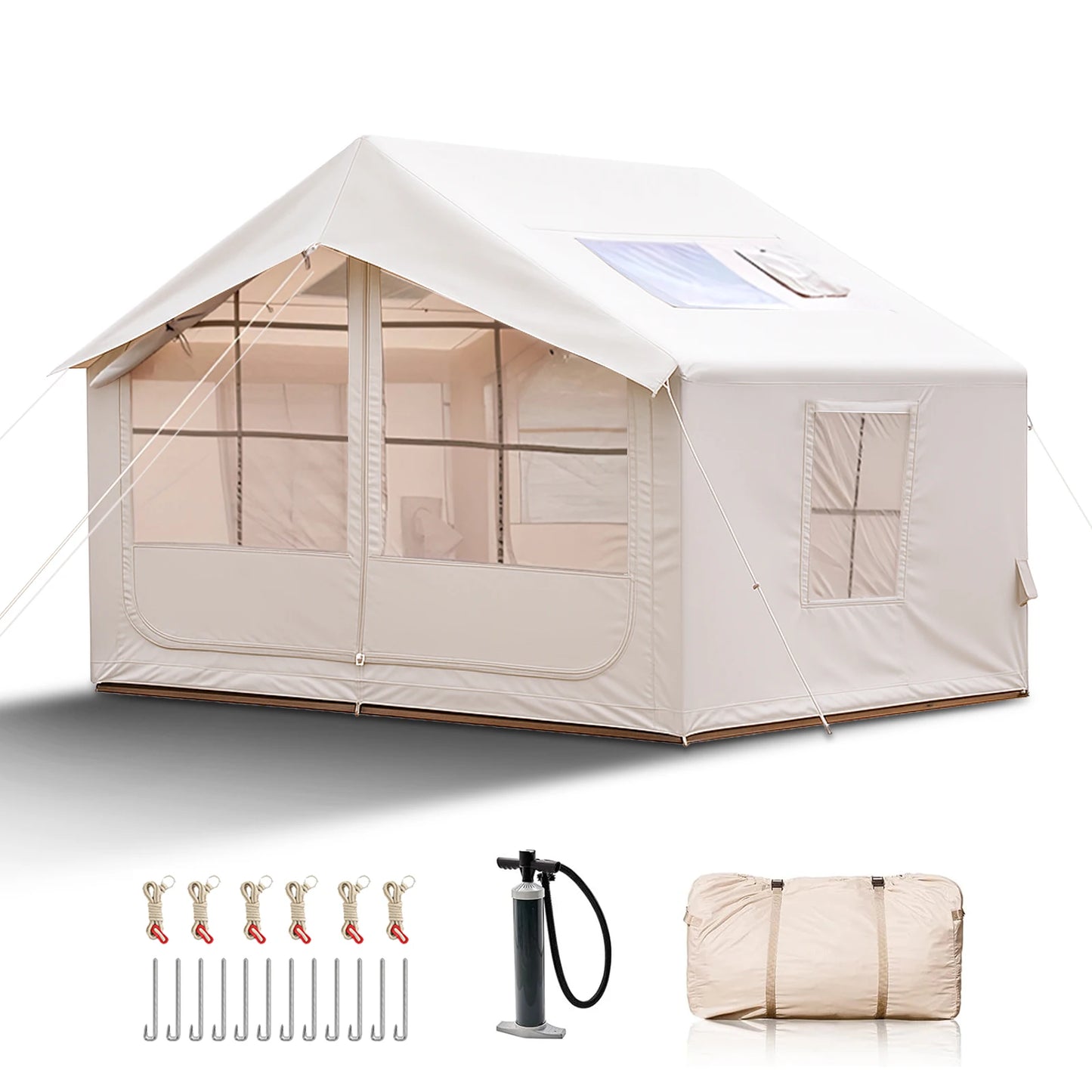 80.7 Square Feet Inflatable Tent with Air Conditioning Vent,4 Season Camping,Waterproof Oxford Fabric