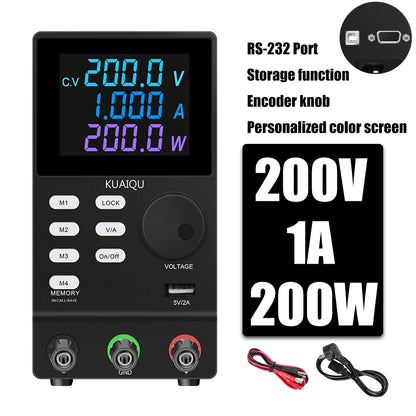 KUAIQU Programmable Adjustable Regulated Lab Bench Power Supply With RS-232 PC Software 300V 200V 1A 30V 10A Memory Storage