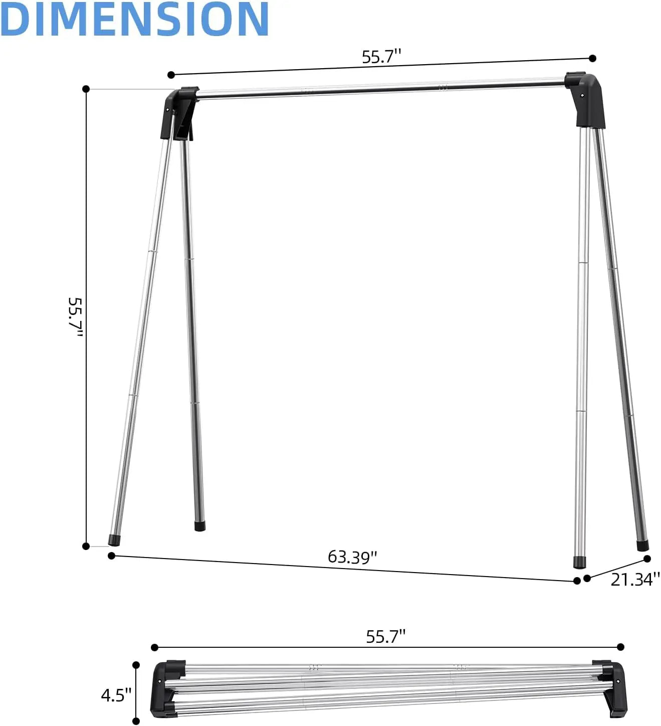 Clothes Drying Rack Foldable 55 Inch Laundry Rack Indoor Outdoor