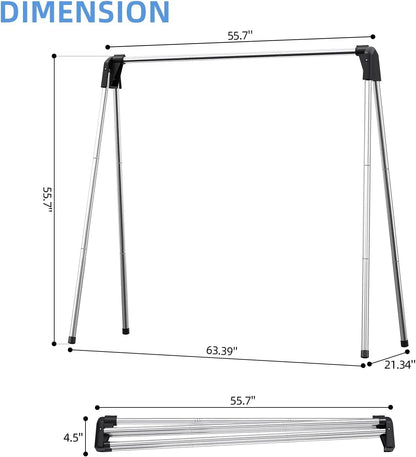 Clothes Drying Rack Foldable 55 Inch Laundry Rack Indoor Outdoor