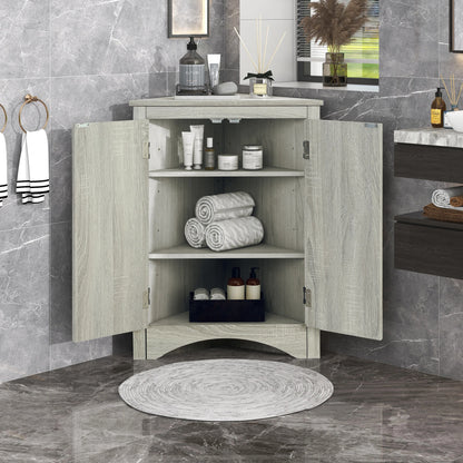 Oak Triangle Bathroom Storage Cabinet