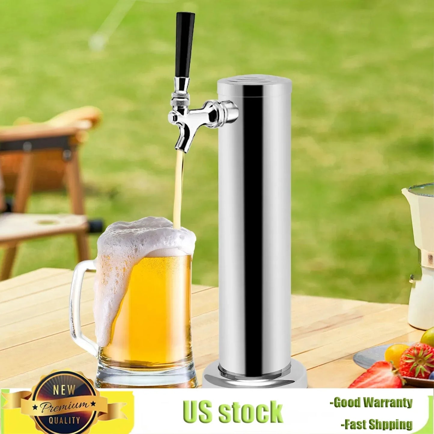 Bymaocar Single Head Brew Column Beer Tower Beverage Dispenser Stainless Steel Copper Core Single Faucet for Home Brewing