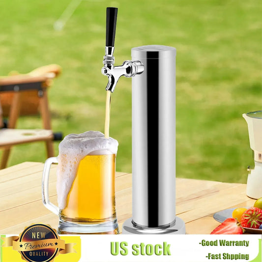 Bymaocar Single Head Brew Column Beer Tower Beverage Dispenser Stainless Steel Copper Core Single Faucet for Home Brewing