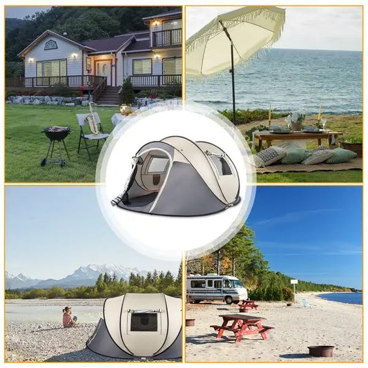 Camping Tent Boat Speed Open  Coffee Fiber Pole Polyester Fabric 110.24*39.37*47.24
