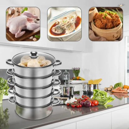 5-layer 26cm Stainless Steel Boilers Steamer Steam Cooker