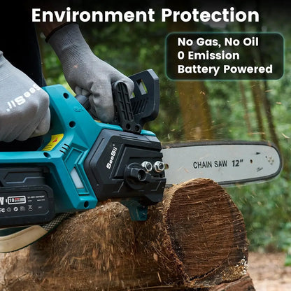 Seesii Chainsaw Cordless 12-inch CH1200+ HandHeld Brushless Electric Chain Saw For Makita Battery 2*5.0Ah Pruning Power Tool