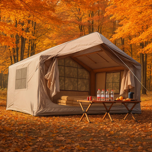 80.7 Square Feet Inflatable Tent with Air Conditioning Vent,4 Season Camping,Waterproof Oxford Fabric