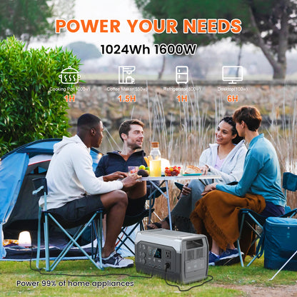 XP1000 1024Wh 1600w Portable Power Station - One Hour Fast Full Charging