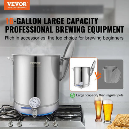 Stainless Steel Kettle 16 GALLON Brewing Pot Tri Ply Bm for Beer Brew Pot