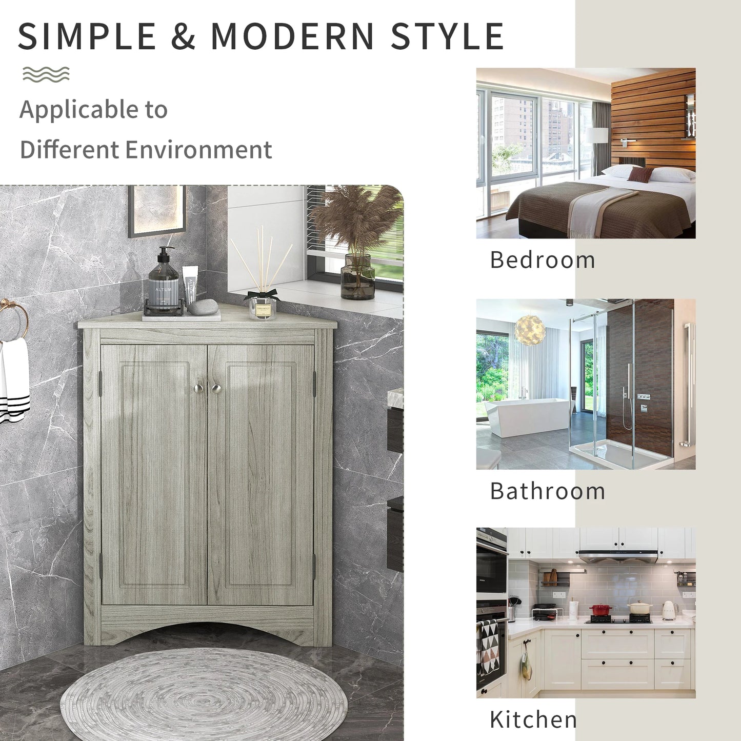 Oak Triangle Bathroom Storage Cabinet