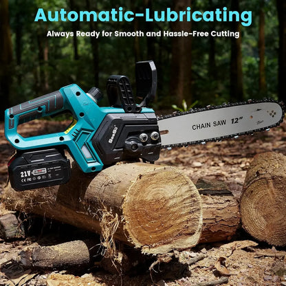Seesii Chainsaw Cordless 12-inch CH1200+ HandHeld Brushless Electric Chain Saw For Makita Battery 2*5.0Ah Pruning Power Tool