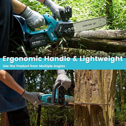 Seesii Chainsaw Cordless 12-inch CH1200+ HandHeld Brushless Electric Chain Saw For Makita Battery 2*5.0Ah Pruning Power Tool