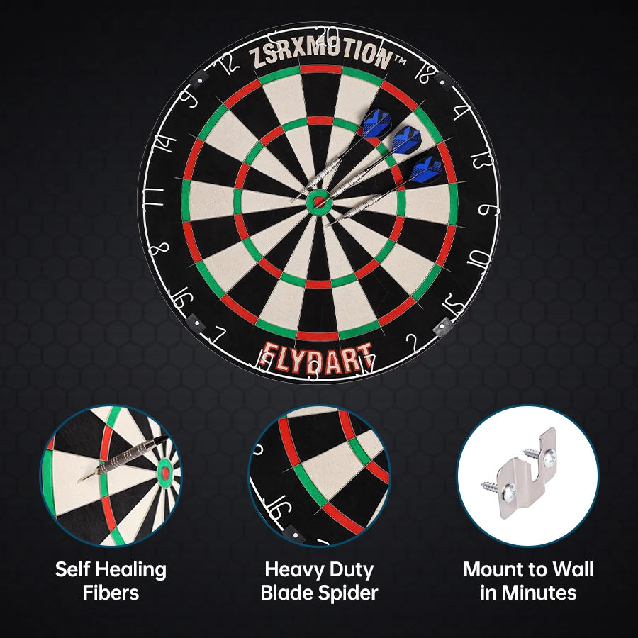 Professional Kenya Sisal Dart Board 18 Inch with Steel Tip Darts Outdoor Blade Net Dart Board Set with Swivel Number Ring Includ