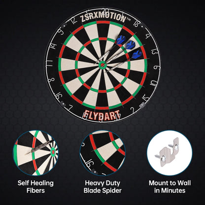 Professional Kenya Sisal Dart Board 18 Inch with Steel Tip Darts Outdoor Blade Net Dart Board Set with Swivel Number Ring Includ