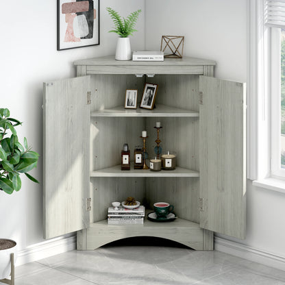 Oak Triangle Bathroom Storage Cabinet