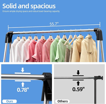Clothes Drying Rack Foldable 55 Inch Laundry Rack Indoor Outdoor