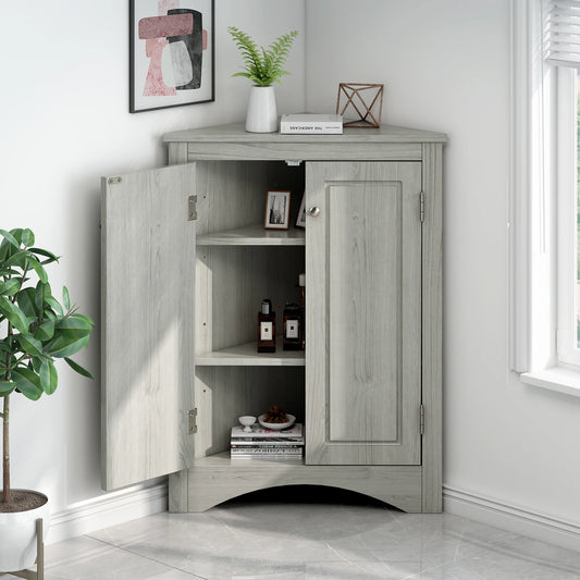 Oak Triangle Bathroom Storage Cabinet