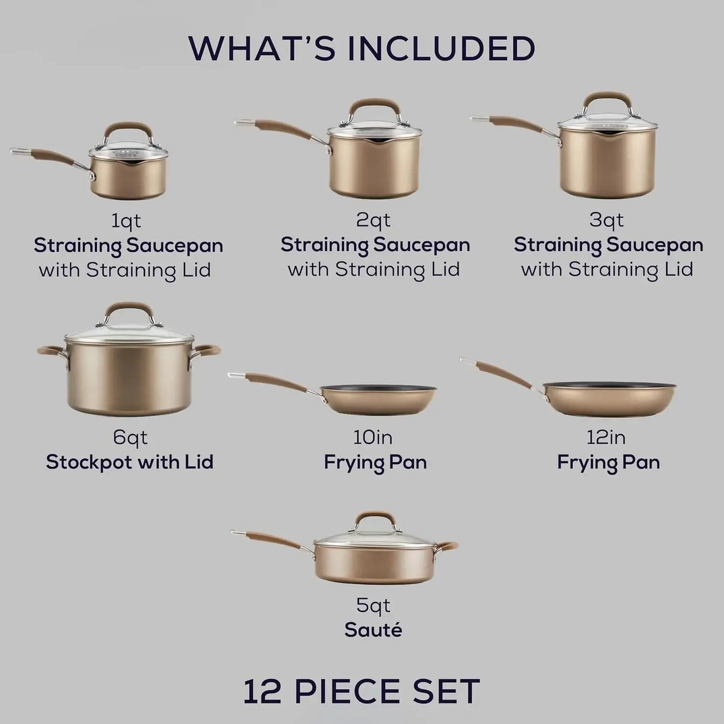 Premier Professional Hard Anodized Nonstick Cookware Induction Pots and Pans Set, 12 Piece