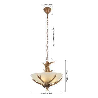 Resin Rustic Deer Horn Antler Chandelier Hanging Pendant lamp Ceiling Light For Living Room Warm Light Faux Antler Light