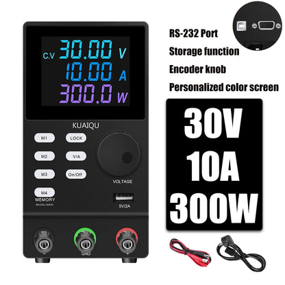 KUAIQU Programmable Adjustable Regulated Lab Bench Power Supply With RS-232 PC Software 300V 200V 1A 30V 10A Memory Storage