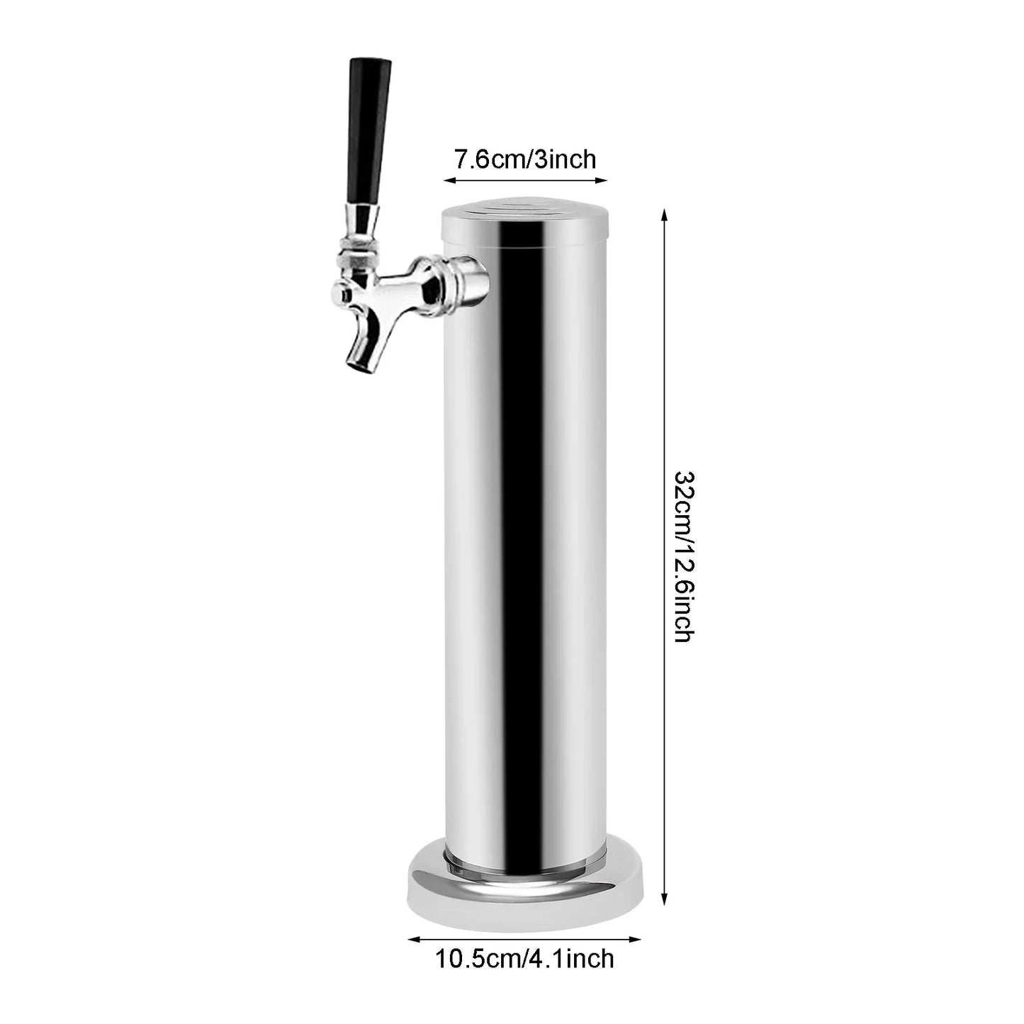 Bymaocar Single Head Brew Column Beer Tower Beverage Dispenser Stainless Steel Copper Core Single Faucet for Home Brewing