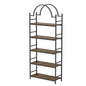 5 Tier Wood Storage Shelves with Metal Frame Free Standing Bookshelf Industrial Display Rack