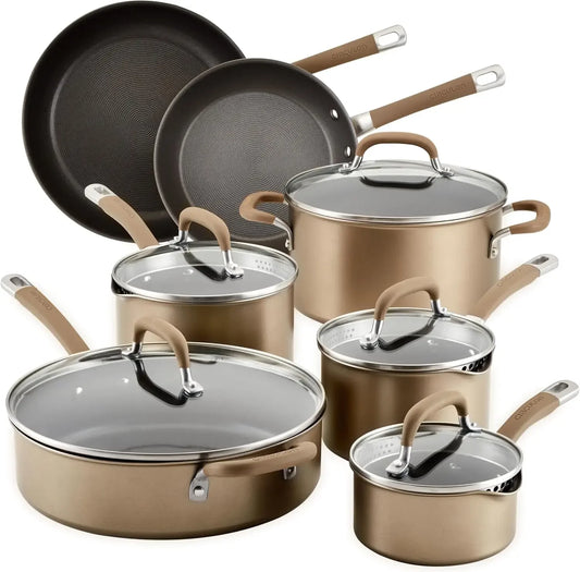 Premier Professional Hard Anodized Nonstick Cookware Induction Pots and Pans Set, 12 Piece