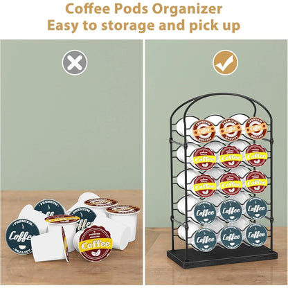 30-Capacity Black Coffee Pod Organizer for Keurig K-Cups,