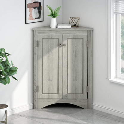 Oak Triangle Bathroom Storage Cabinet