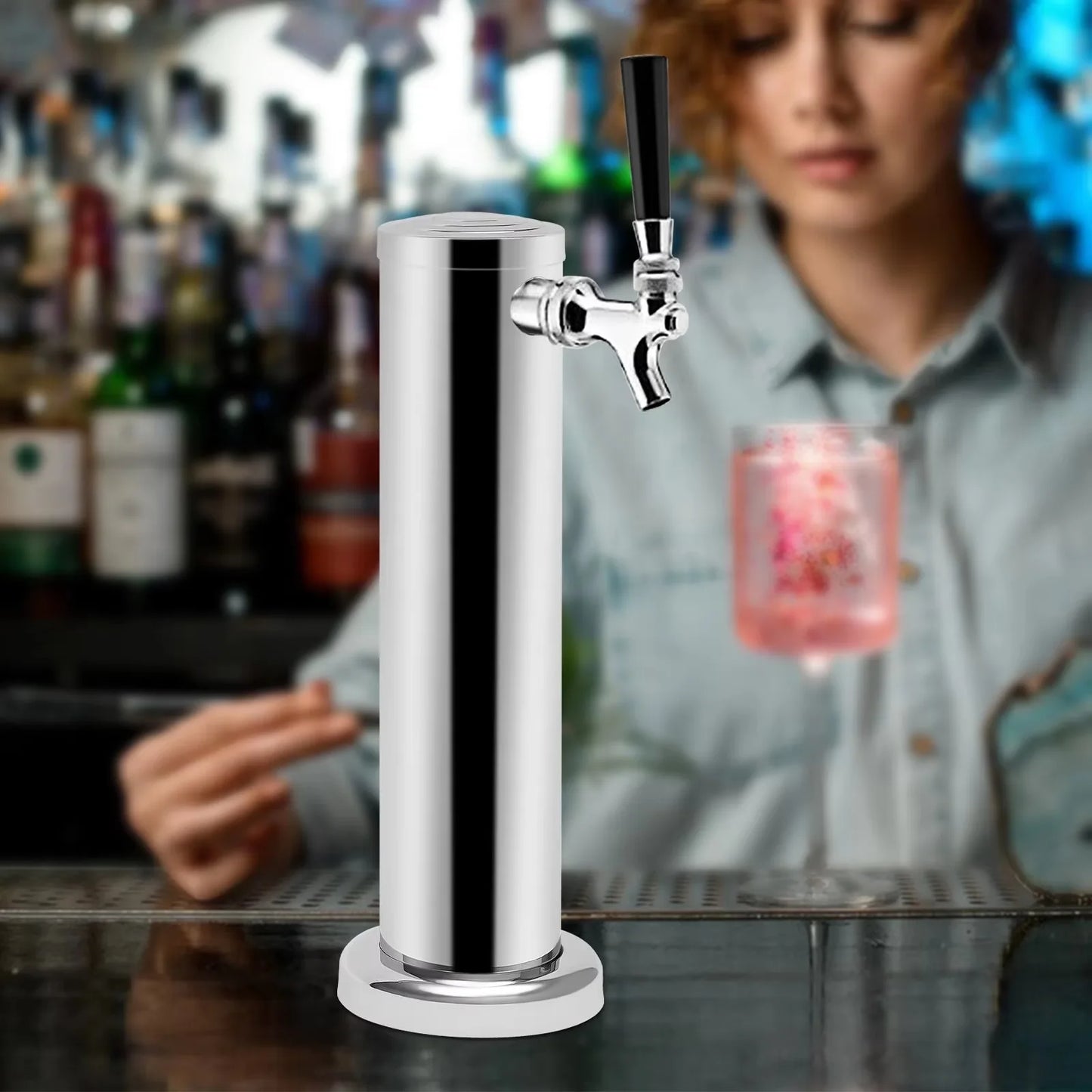 Bymaocar Single Head Brew Column Beer Tower Beverage Dispenser Stainless Steel Copper Core Single Faucet for Home Brewing