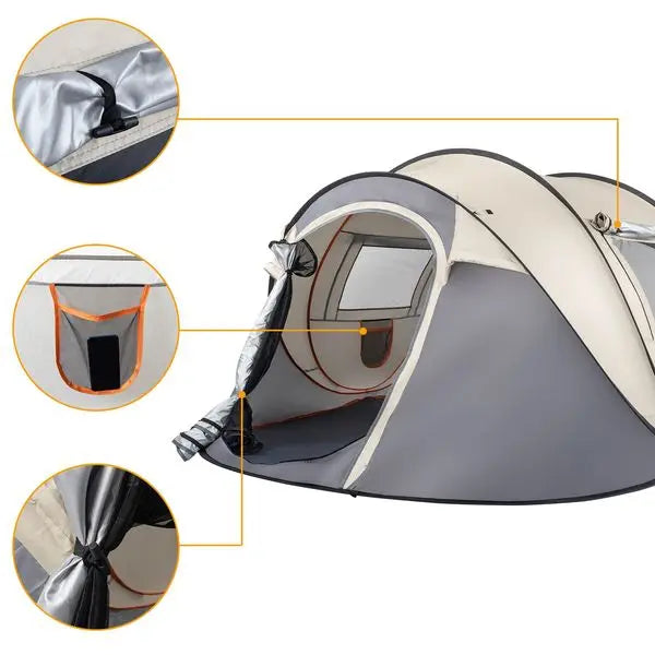 Camping Tent Boat Speed Open  Coffee Fiber Pole Polyester Fabric 110.24*39.37*47.24