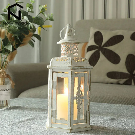 Vintage Candle Holder Lanterns Metal Hanging Decorative LanterN