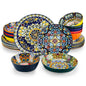 vancasso 12/16/24 Piece Ceramic Dinnerware Bohemia Retro Ceramic Dinnerware Set Free US Shipping Vibrant Colors Plates Bowls