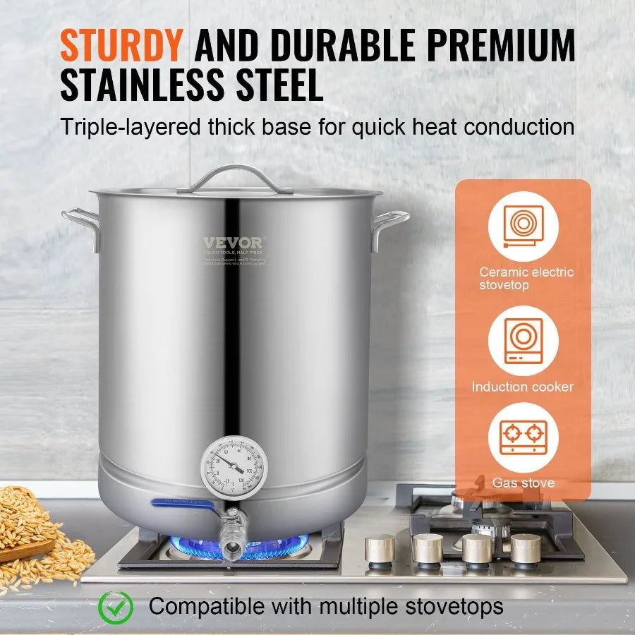 Stainless Steel Kettle 16 GALLON Brewing Pot Tri Ply Bm for Beer Brew Pot