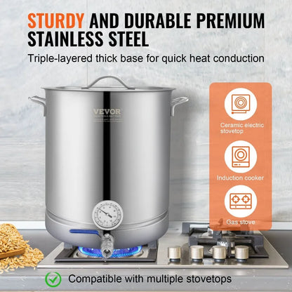 Stainless Steel Kettle 16 GALLON Brewing Pot Tri Ply Bm for Beer Brew Pot